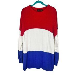Vintage Knit Sweater M Red Retro Classic Old Money Preppy Patriotic USA Sporty